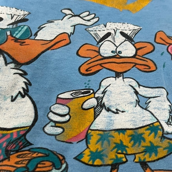 Vintage Sun Suds and Surf Duck Cartoon Surfing 1980s Tee Tank Top Shirt - Picture 3 of 9